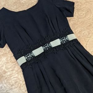Vintage 40s Navy Blue Dress